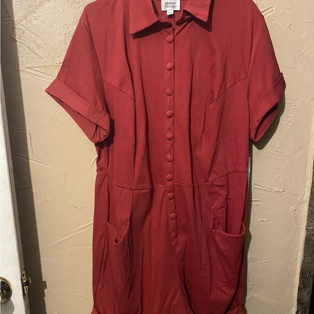 Unique Vintage Patsy Red Romper Plus Size 3x - image 2